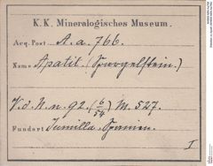 Etiketten zu Apatit (NHMW-MIN-Aa766)